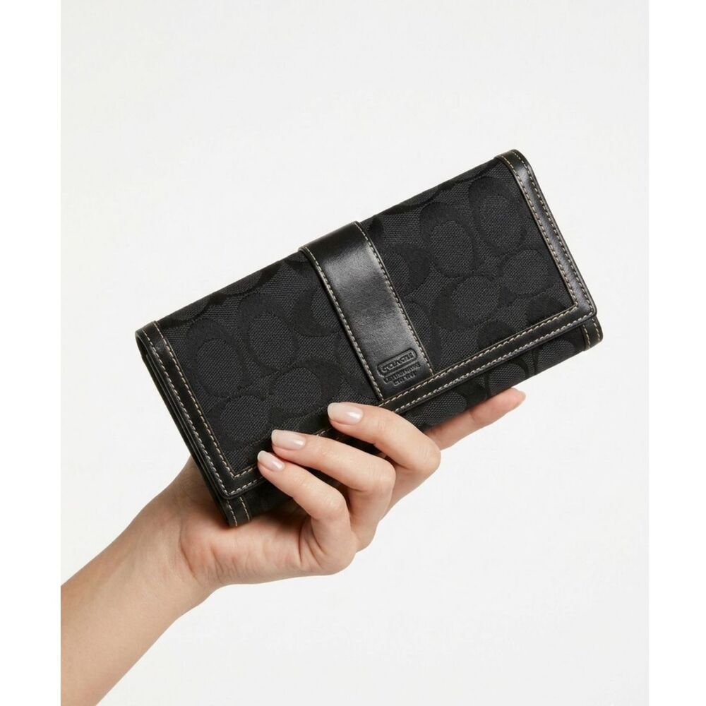 Coach Black Signature Monogram Clutch Wallet – Leatherware Est. 1841